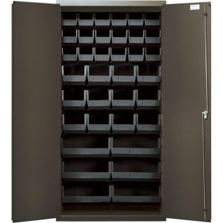 Quantum Storage Cabinet With 36 Bins   36 Inch x 18 Inch x 72 Inch Size, Black,