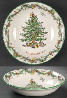 Spode Christmas Tree Green Trim Millennium Childs Bowl, Fine China Dinnerware  