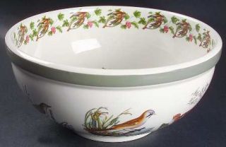 Portmeirion Birds Of Britain (Green Band On Rim) 11 Large Salad Serving Bowl, F