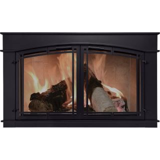 Pleasant Hearth Fieldcrest Fireplace Glass Door   Black, Model FC 5903