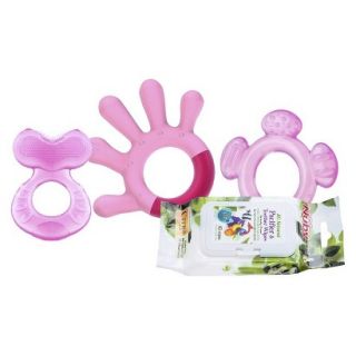 N�by 3 Stage Teething System with 48pk Citroganix Teether Wipes   Girl