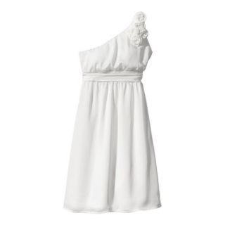 TEVOLIO Womens Plus Size Satin One Shoulder Rosette Dress   Off White   16W