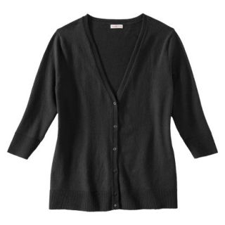 Merona Womens Plus Size 3/4 Sleeve Crew Neck Cardigan Sweater   Black 3