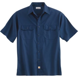Carhartt Short Sleeve Twill Work Shirt   Navy, Large, Regular Style, Model S223