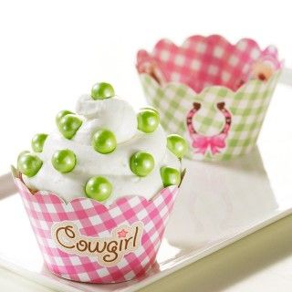 Pink Cowgirl Reversible Cupcake Wrappers
