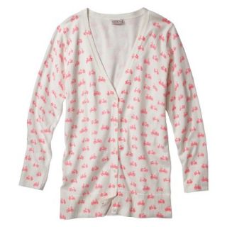 Merona Petites 3/4 Sleeve V Neck Cardigan Sweater   Pink Print MP