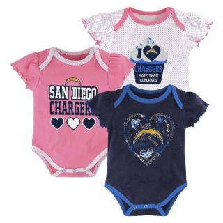 NFL Girls Onesie 3 Pack Chargers 3 6 M