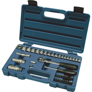 Industro Tools Socket Set   1/4 Inch, 3/8 Inch Drive, 45 Pc. Set, Model 00397
