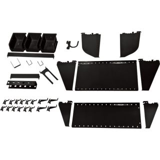 Wall Control Slotted Pegboard Industrial Workstation Accessory Kit   Black,