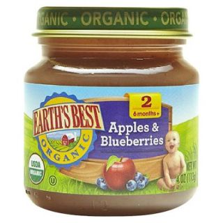 Earths Best Baby Food Jar   Apples & Blueberries 4oz (12 Pack)