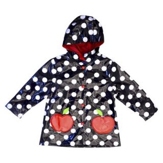 Raindrops Infant Toddler Girls Apple Raincoat   Black 4T