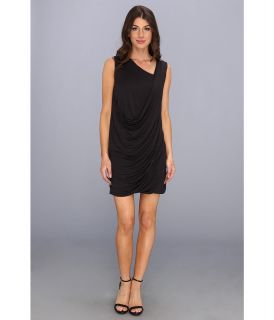 DKNYC City Jersey Sleeveless Draped Dress Womens Dress (Black)