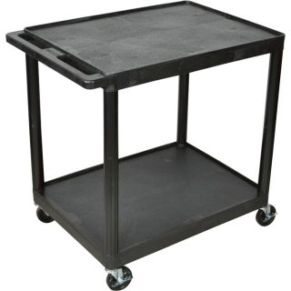 Luxor Utility Cart   2 Shelf, 400 Lb. Capacity, Black, Model HE38 B
