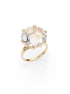 IPPOLITA Gemma Collection Clear Quartz and 18K Yellow Gold Medium Ring   Gold Cl