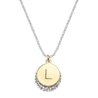 Silver Plated Necklace Charm with Initial L   Clear
