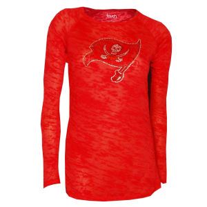 Tampa Bay Buccaneers GIII NFL Womens Long Sleeve Crystal Burnout T Shirt