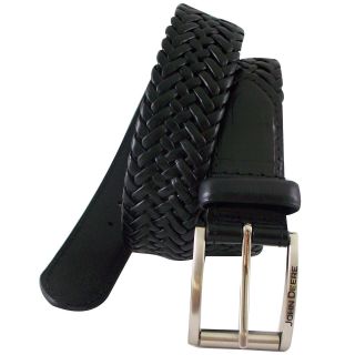 John Deere Leather Braided Belt, Black, Mens