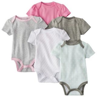 Circo Newborn Girls 5 Pack Short sleeve Bodysuit   Pink/Grey 18 M
