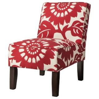 Skyline Armless Upholstered Chair Burke Armless Slipper Chair   Red Floral