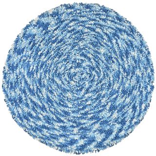Blue Shagadelic Chenille Twist Swirl Rug (5 Round)