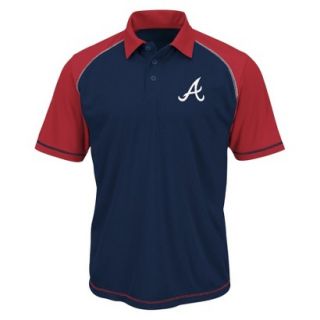 MLB Mens Atlanta Braves Synthetic Polo T Shirt   Navy/Red (L)