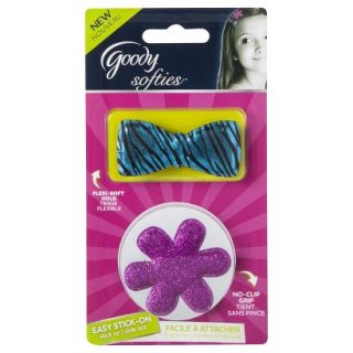 Goody Softies Stick on Barrettes Blue Bow and Pink Flower 2pcs