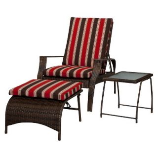 Threshold Rolston 3 Piece Wicker Patio Chaise Lounge Set   Red Stripe