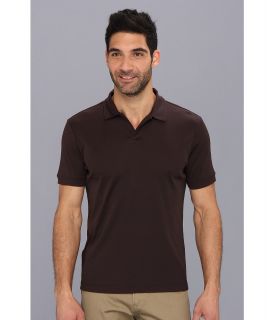 Perry Ellis S/S Cotton Polyester Open Polo Shirt Mens Short Sleeve Pullover (Brown)