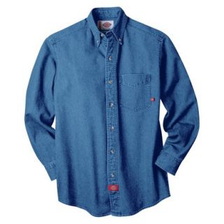 Dickies Mens Relaxed Fit Denim Work Shirt   Stone Washed Blue XXXL