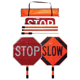 Dicke Roll Up Stop/Slow Paddle   24 Inch Superbright Reflective Sign, 5ft. ABS