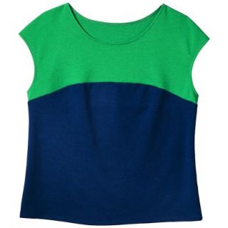 Merona Womens Ponte Colorblock Top   Green/Blue   XL