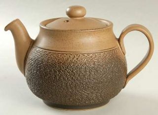 Denby Langley Cotswold Teapot & Lid, Fine China Dinnerware   Tan/Brown Plant, Ri