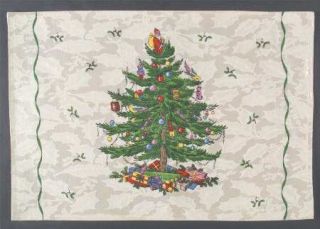 Spode Christmas Tree Green Trim Cloth Placemat, Fine China Dinnerware   Newer Ba