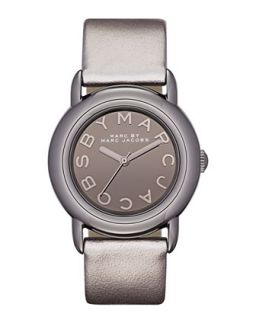 Leather Strap Logo Watch, Gray