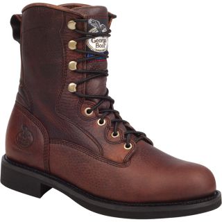 Georgia 8In. Carbo Tec Steel Toe Lacer Work Boot   Dark Brown, Size 8 1/2 Wide,