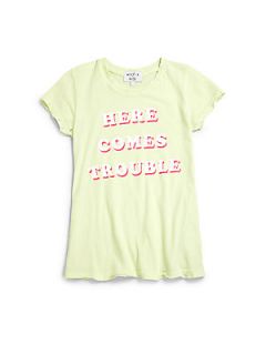 Wildfox Kids Girls Here Comes Trouble Tee   Lime