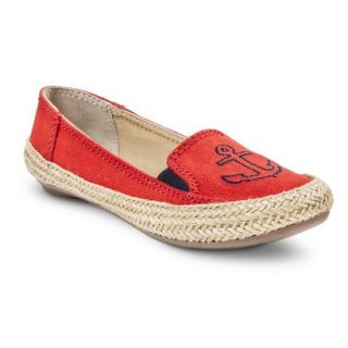 Womens Cloud9 Slip on Anchor Canvas Skimmer   Red 9.5