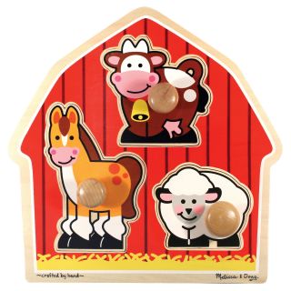 Melissa & Doug Farm Animals Jumbo Knob Puzzle, Barnyard Animals