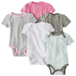 Circo Newborn Girls 5 Pack Short sleeve Bodysuit   Pink/Grey 0 3 M