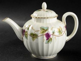 Royal Worcester Bacchanal Cream Small Teapot & Lid, Fine China Dinnerware   Crea