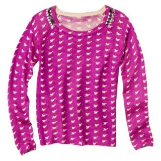 Juniors Studded Pullover Sweater   Radiant Orchid XL
