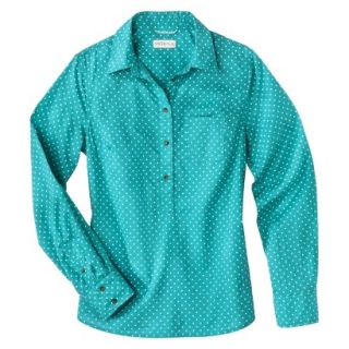 Merona Womens Popover Favorite Shirt   Turquoise Print   XXL