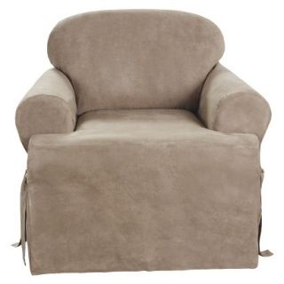 Sure Fit Soft Suede T Chair Slipcover   Taupe