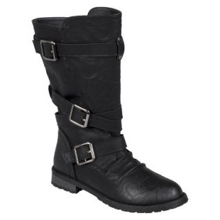 Womens Bamboo By Journee Round Toe Buckle Detail Boots   Black 9