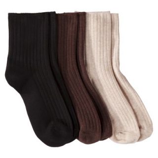 Merona Womens 3 Pack Casual Ankle Socks   Brown One Size Fits Most