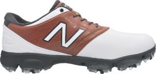 Mens New Balance NBG2001   White/Brown Golf Shoes