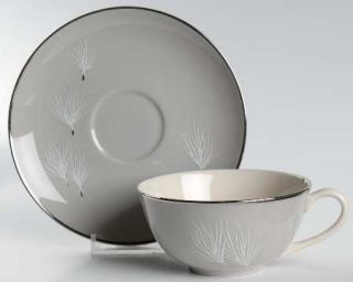 Pickard Gossamer Flat Cup & Saucer Set, Fine China Dinnerware   White Feathery F