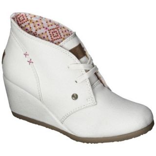 Womens Mad Love Lenora Ankle Wedge Booties   Ivory 9