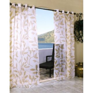 Outdoor Decor Escape Leaf Indoor/Outdoor Grommet Top Window Sheer   Khaki