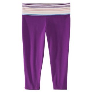 Mossimo Supply Co. Juniors Capri Yoga Pant   Purple with Striped Waistband XS